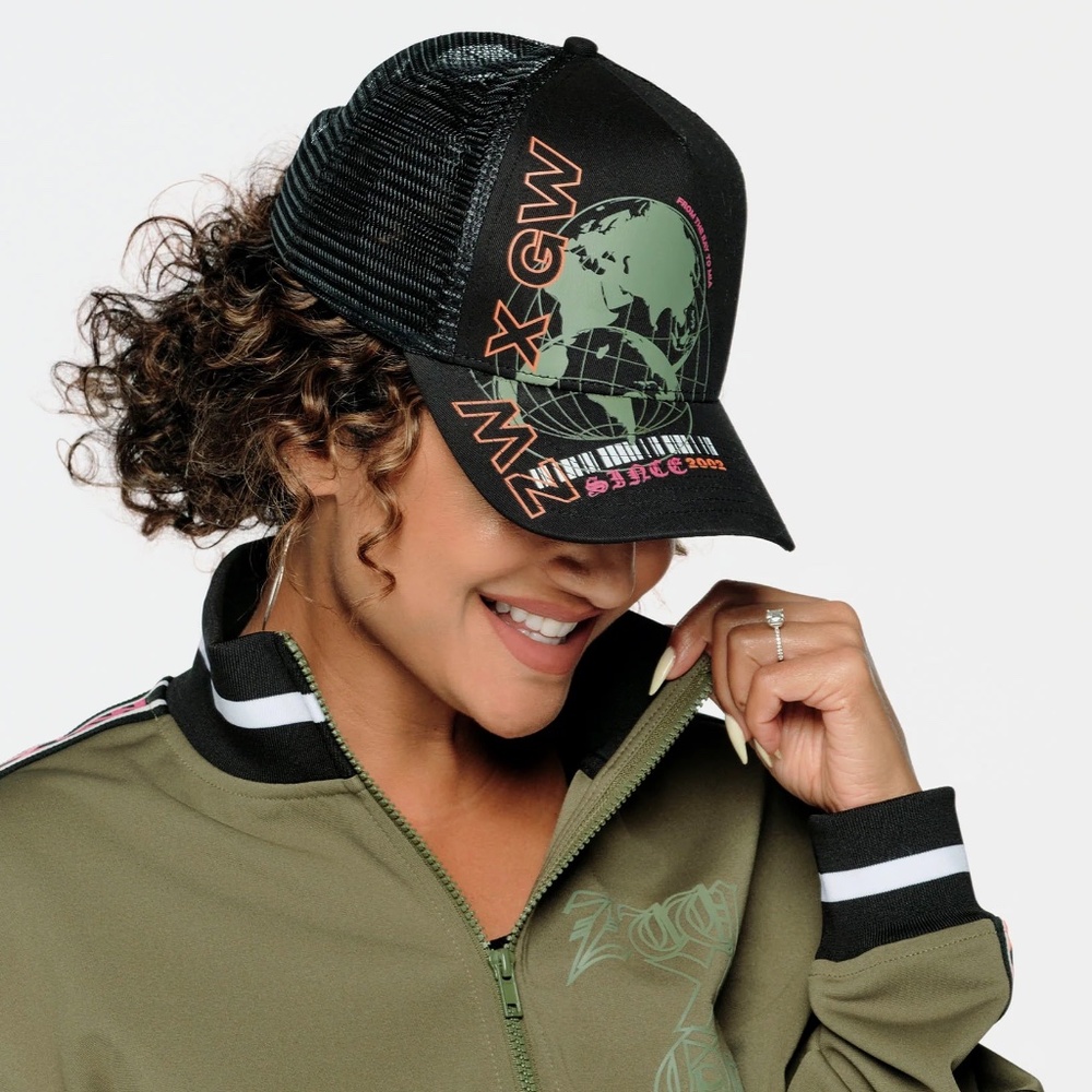 NWT Zumba ZW X GW Adjustable Snapback Cap - Bold Black, one size